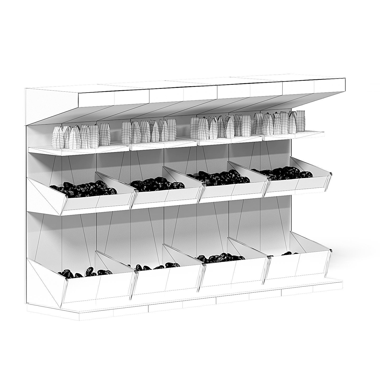 Market Shelf 3D Model - Buns 3D model_1