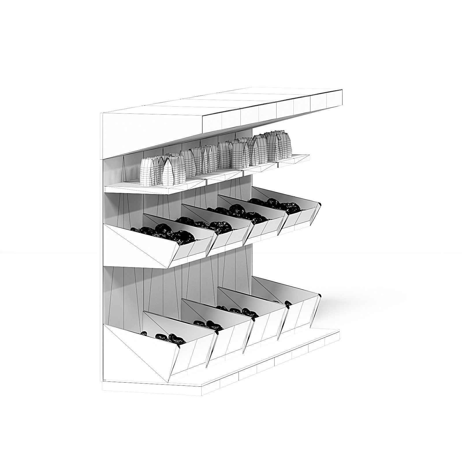 Market Shelf 3D Model - Buns 3D model_6