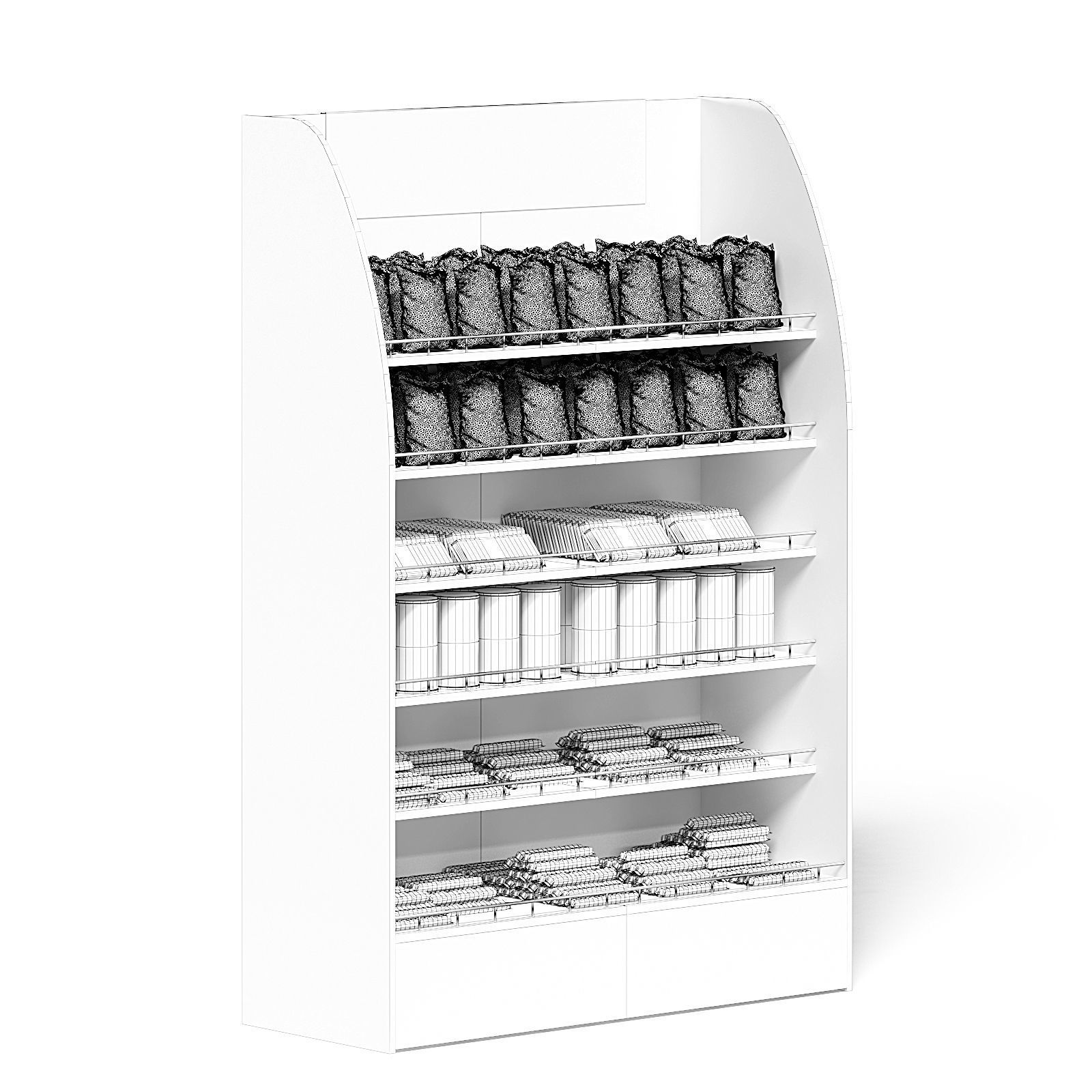 Wooden Market Shelf 3D Model 3D model_1