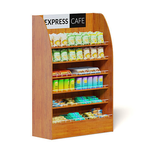 Wooden Market Shelf 3D Model 3D model