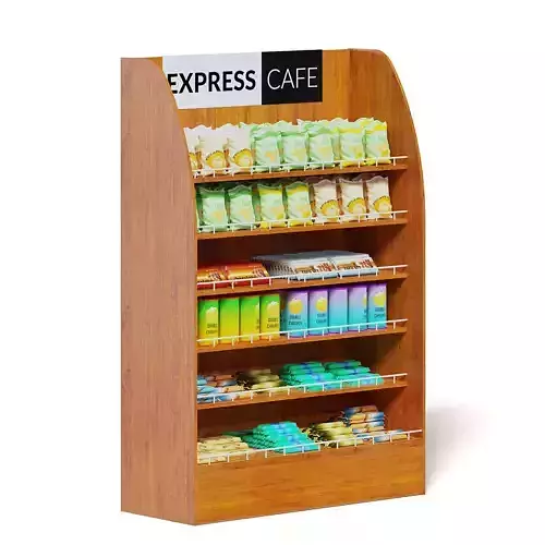Wooden Market Shelf 3D Model 3D model
