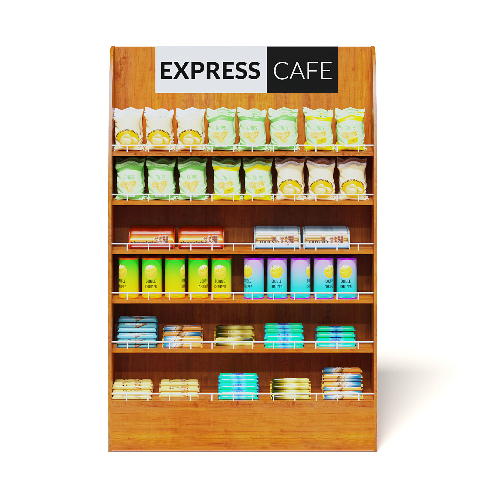 Wooden Market Shelf 3D Model 3D model_3