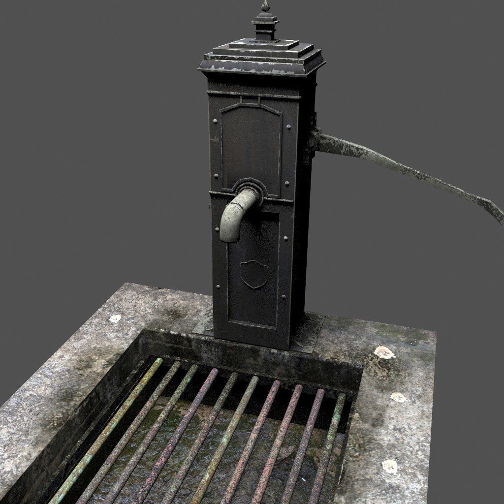 Victorian Hand Water Pump Black Model 3D model_13