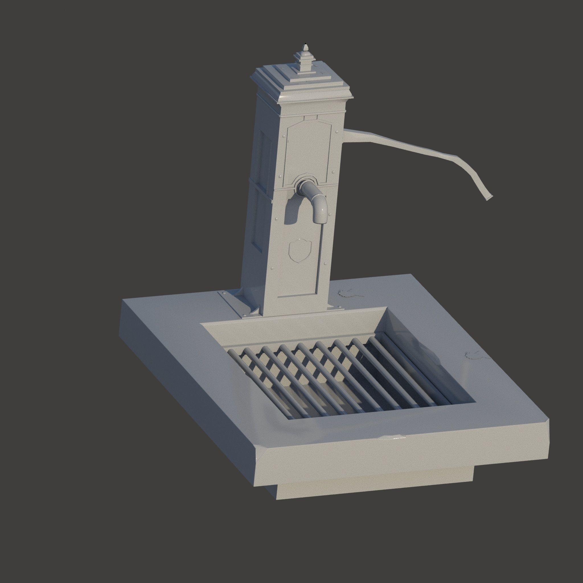 Victorian Hand Water Pump Black Model 3D model_12