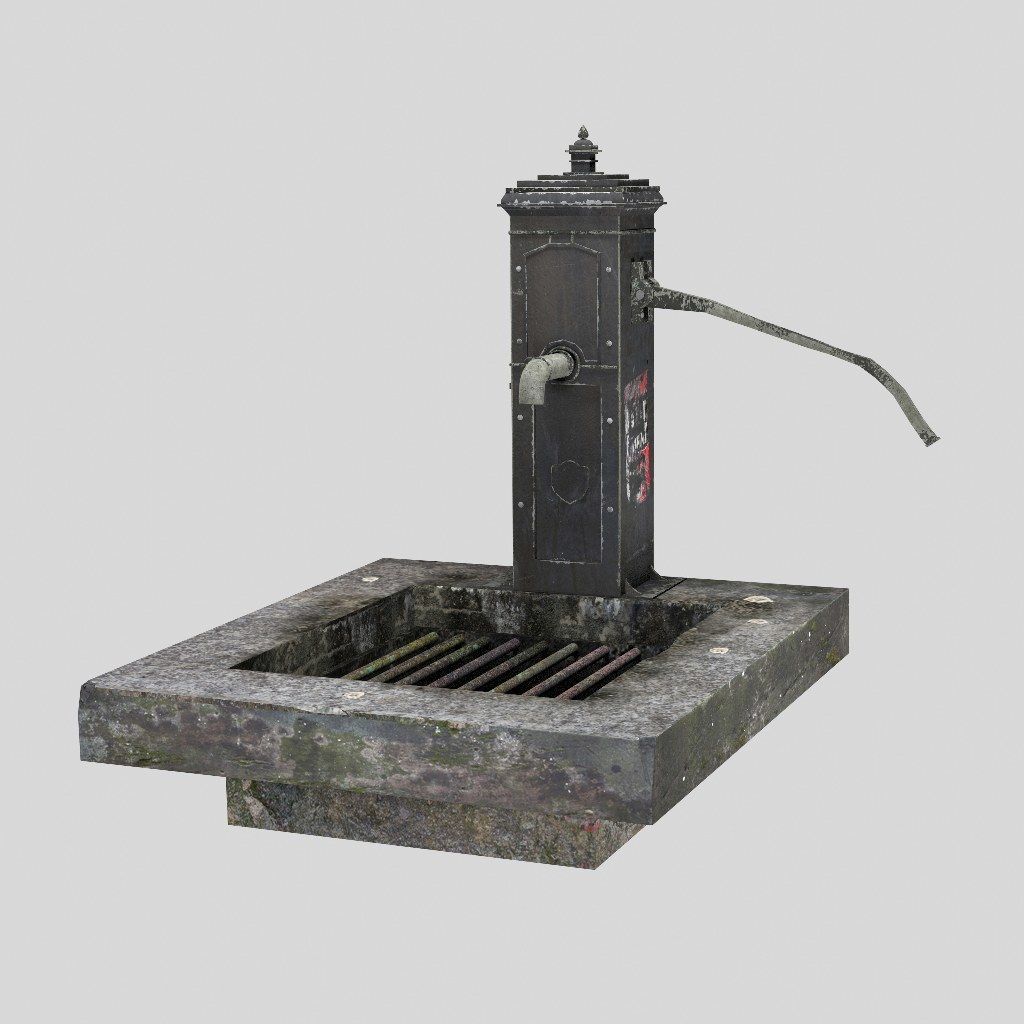 Victorian Hand Water Pump Black Model 3D model_6