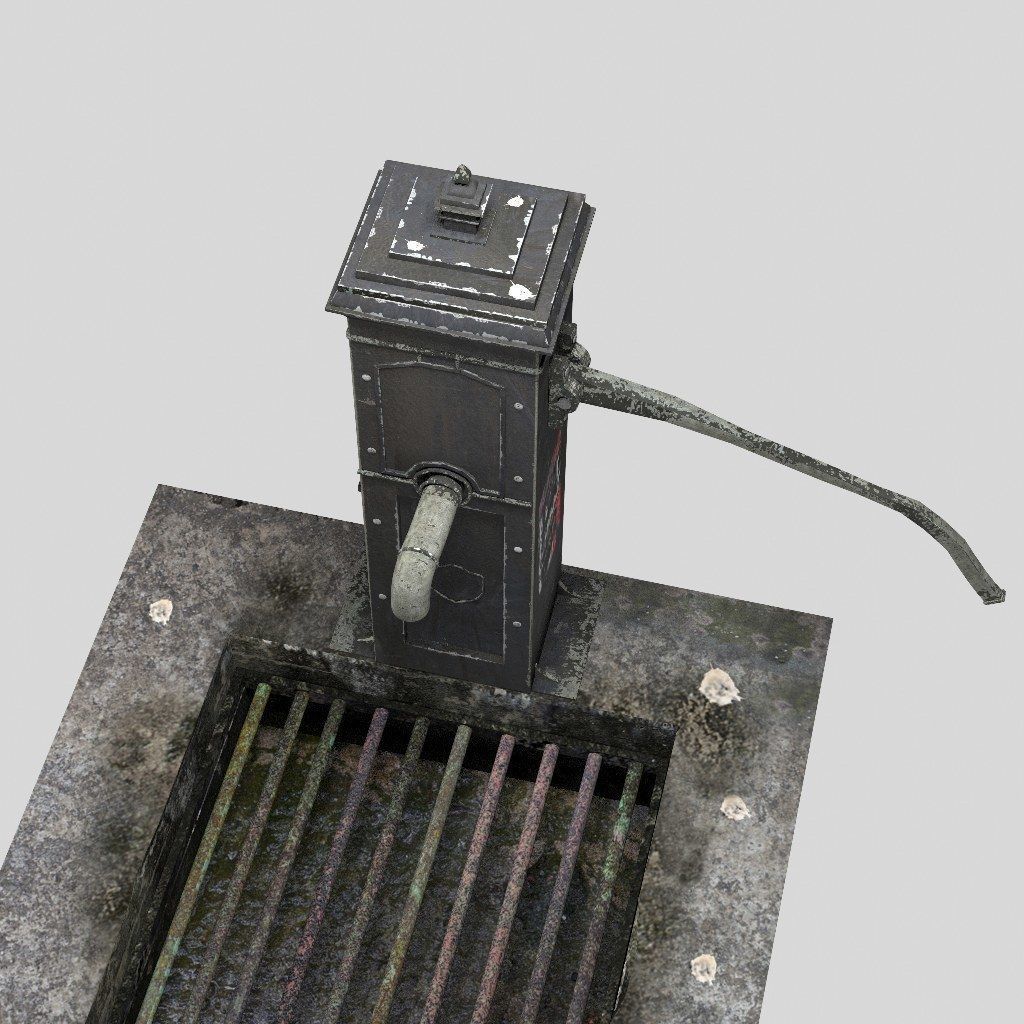 Victorian Hand Water Pump Black Model 3D model_1