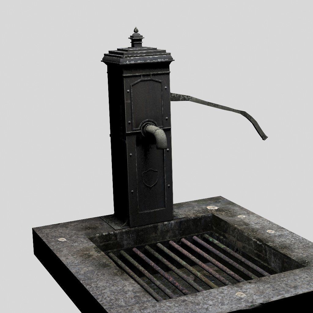 Victorian Hand Water Pump Black Model 3D model_4