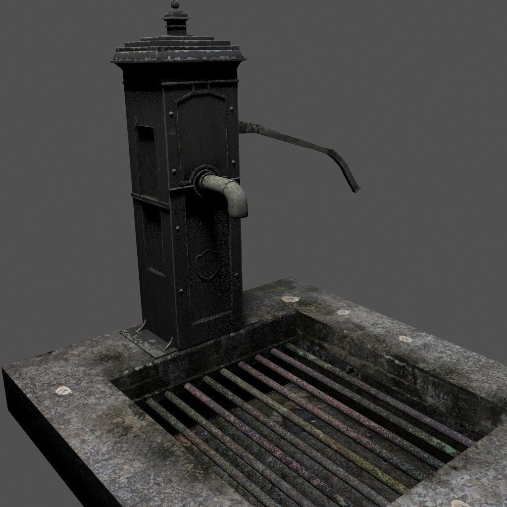 Victorian Hand Water Pump Black Model 3D model_5