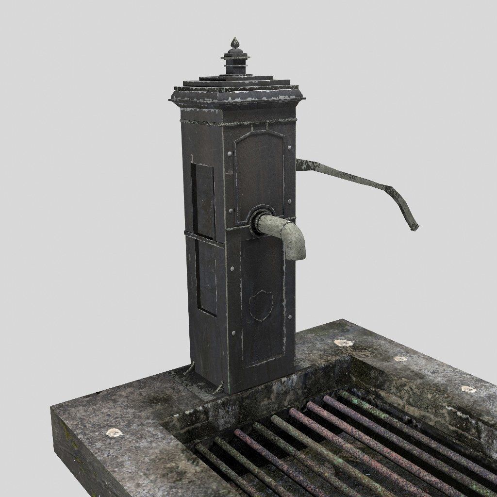 Victorian Hand Water Pump Black Model 3D model_3