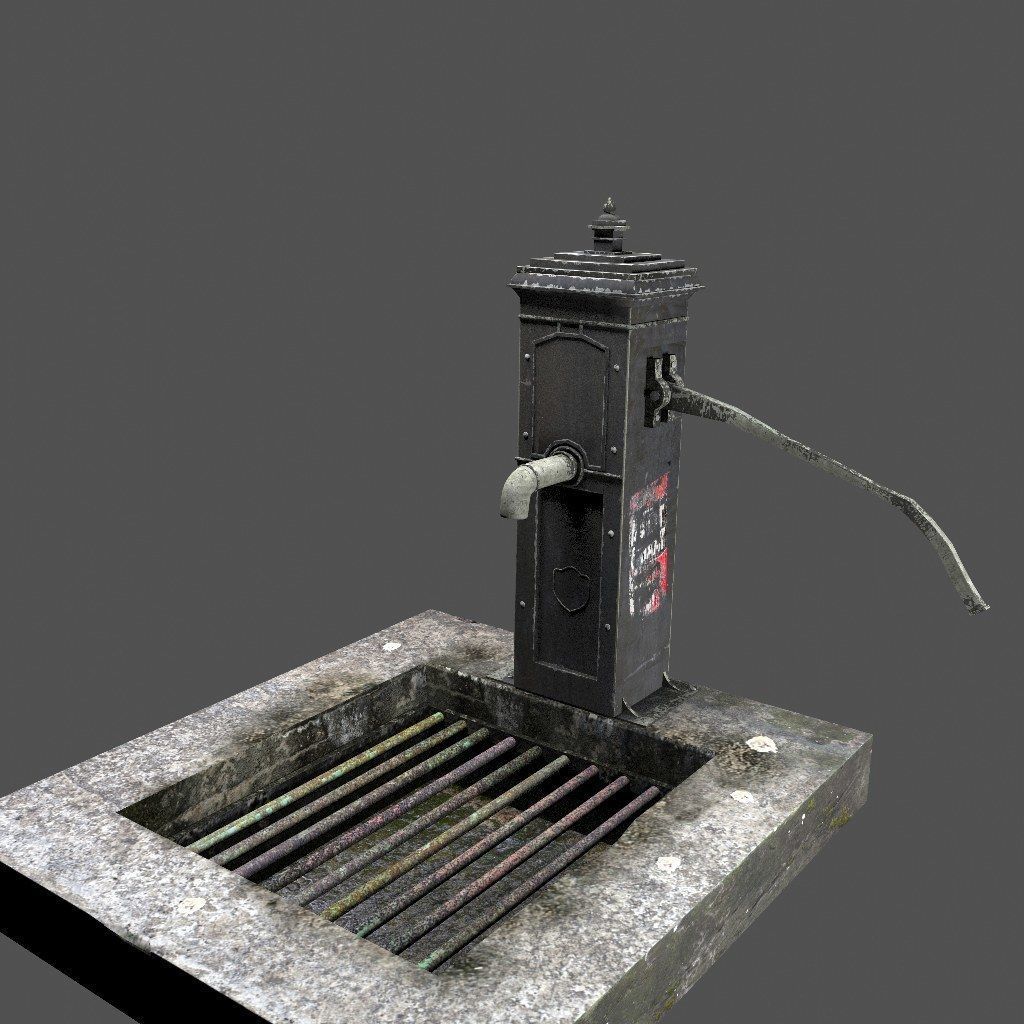Victorian Hand Water Pump Black Model 3D model_2