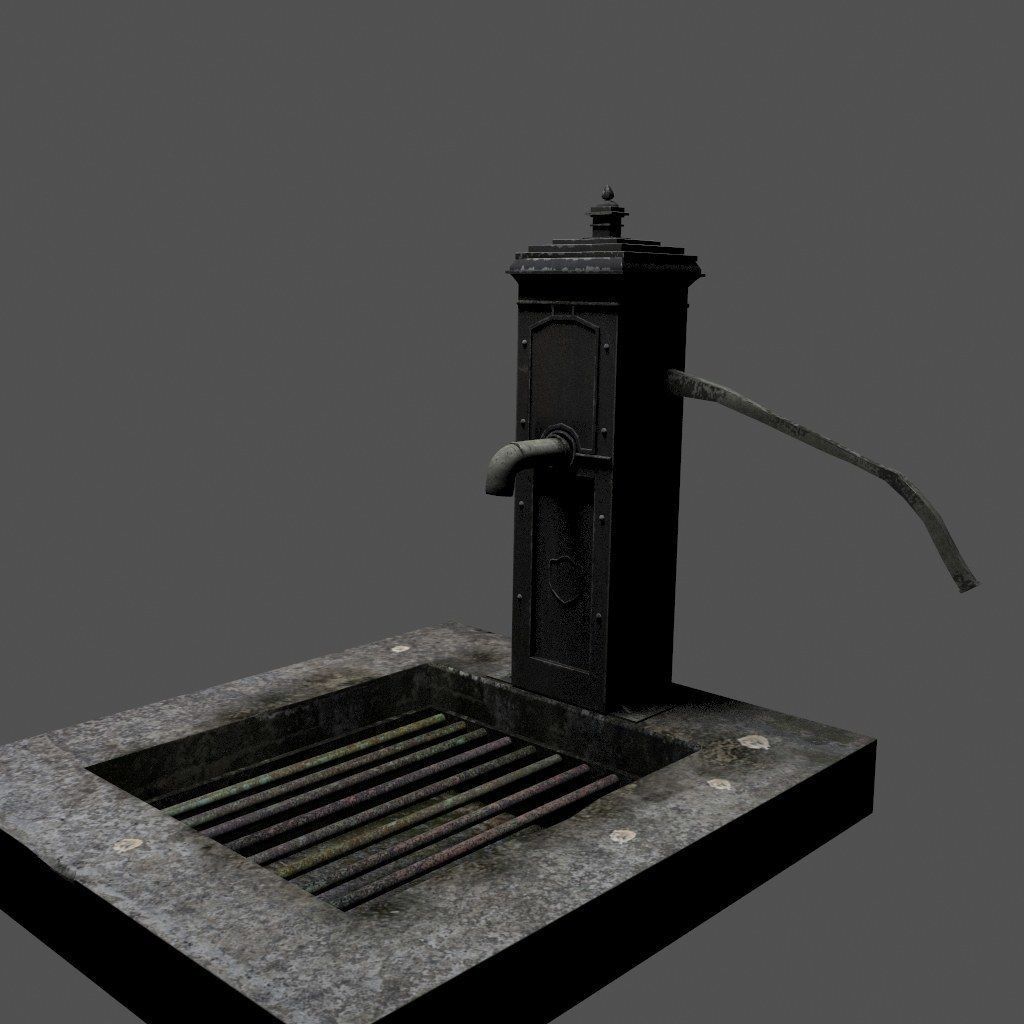 Victorian Hand Water Pump Black Model 3D model_7