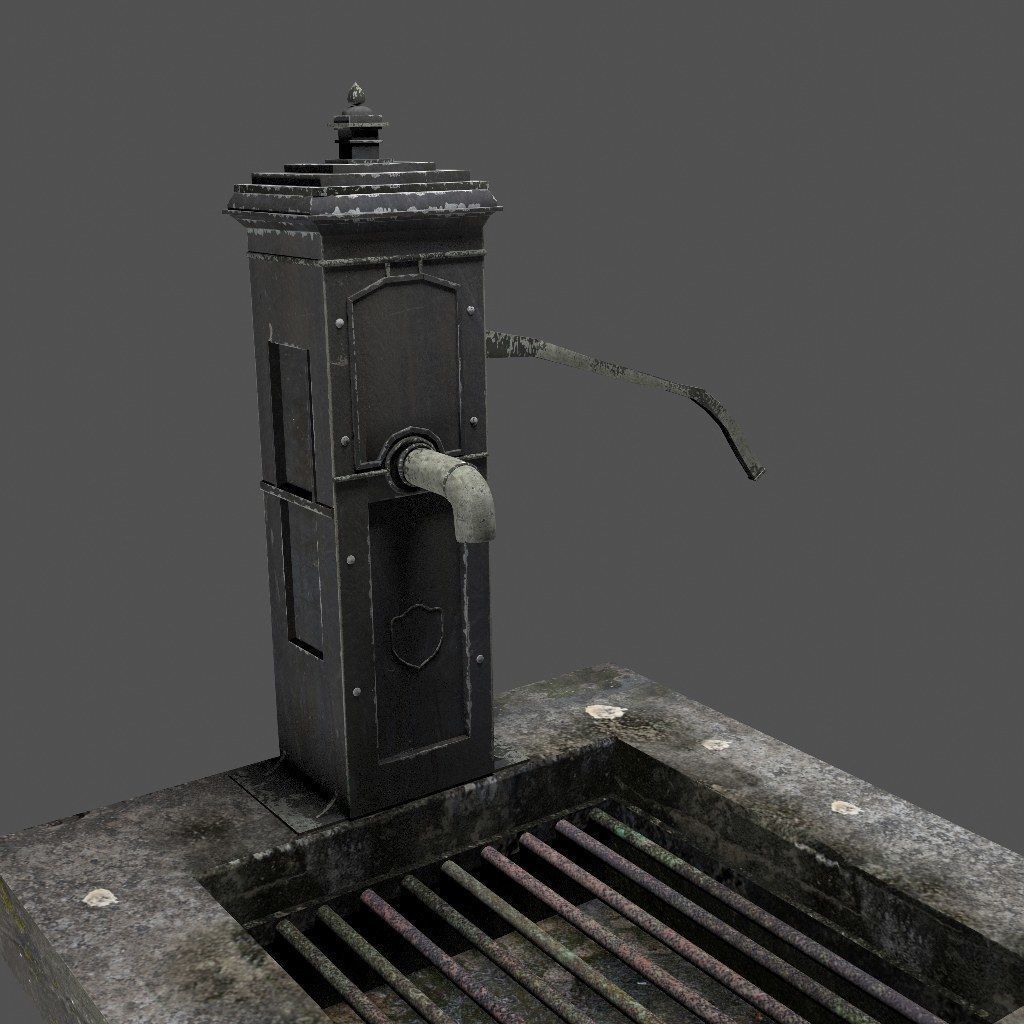Victorian Hand Water Pump Black Model 3D model_14
