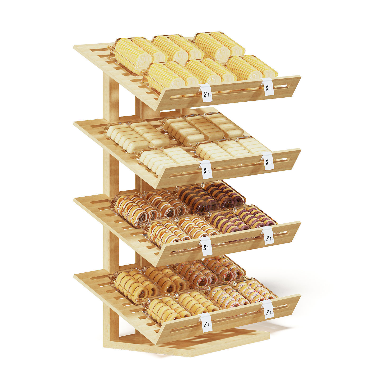 Market Shelf 3D Model - Bakery Products 3D model_7