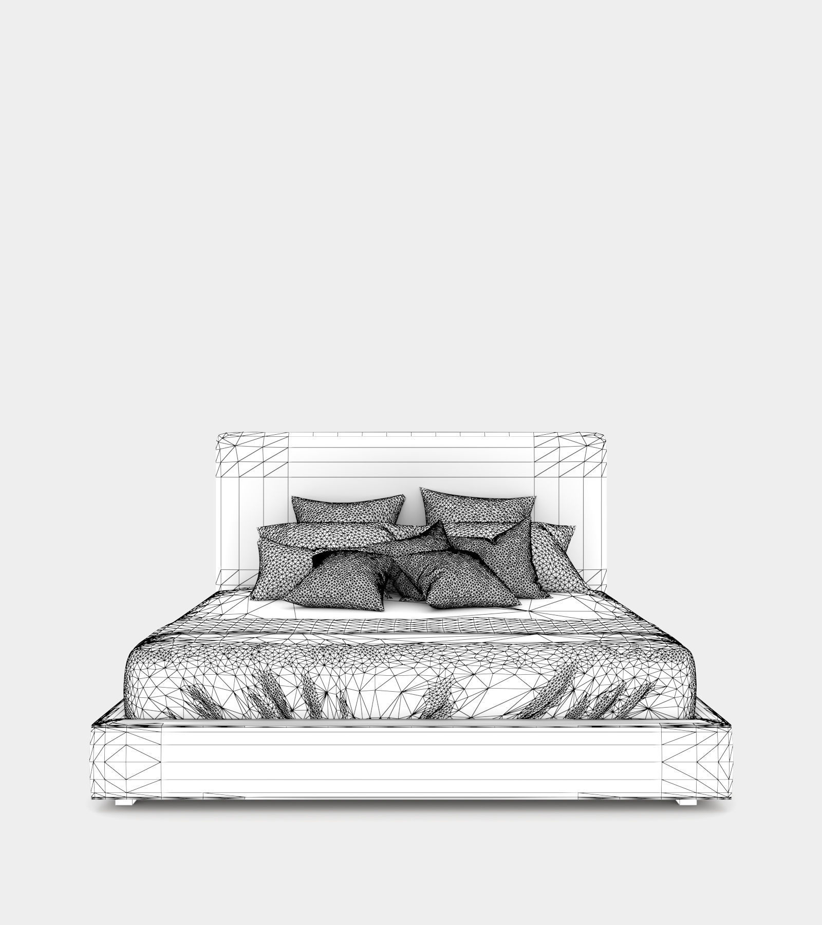 Modern double bed with a bed head 3D model_3