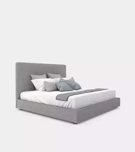 Modern double bed with a bed head 3D model
