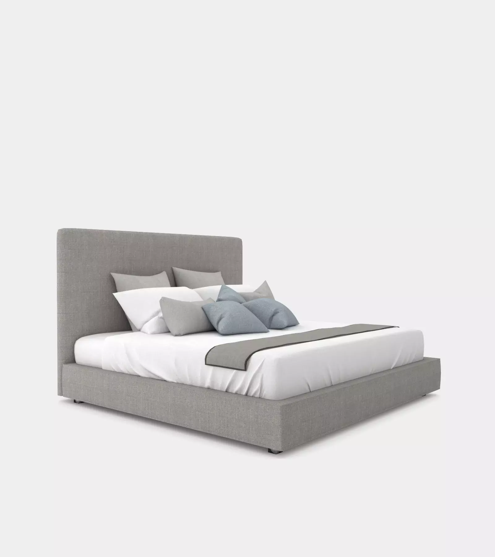 Modern double bed with a bed head 3D model_0