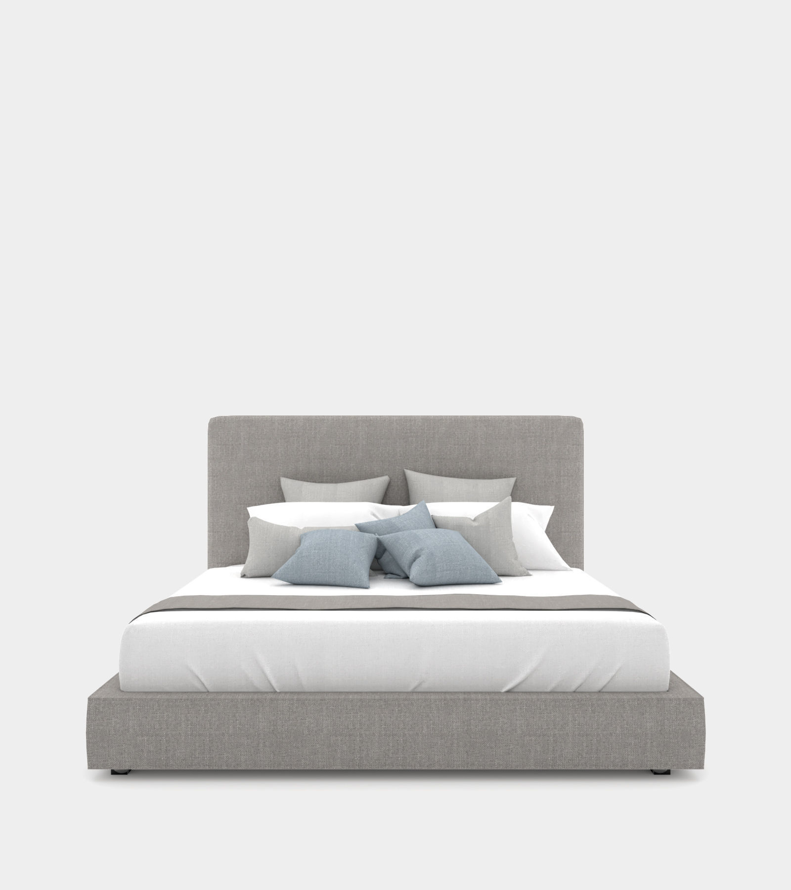 Modern double bed with a bed head 3D model_1