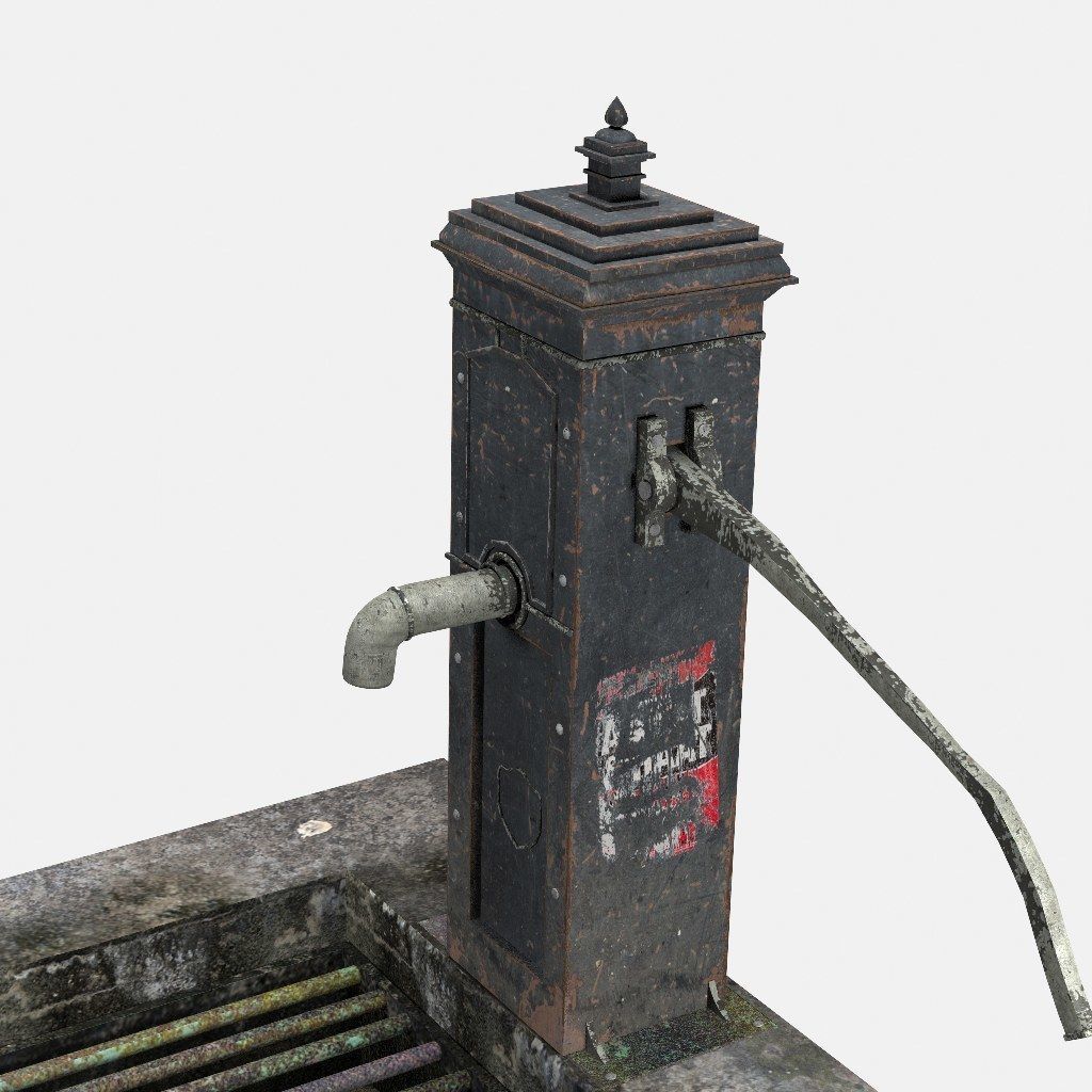 Victorian Hand Water Pump Worn model 3D model_6