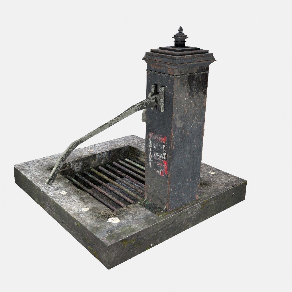 Victorian Hand Water Pump Worn model 3D model_1
