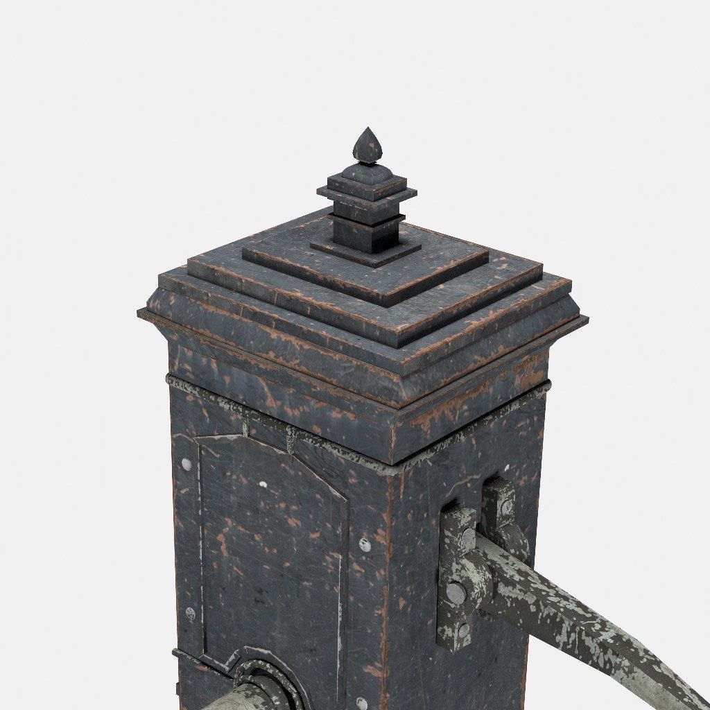 Victorian Hand Water Pump Worn model 3D model_2