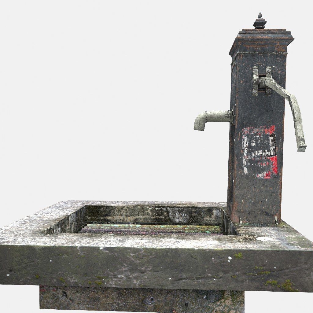 Victorian Hand Water Pump Worn model 3D model_3