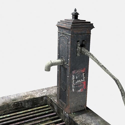 Victorian Hand Water Pump Worn model 3D model