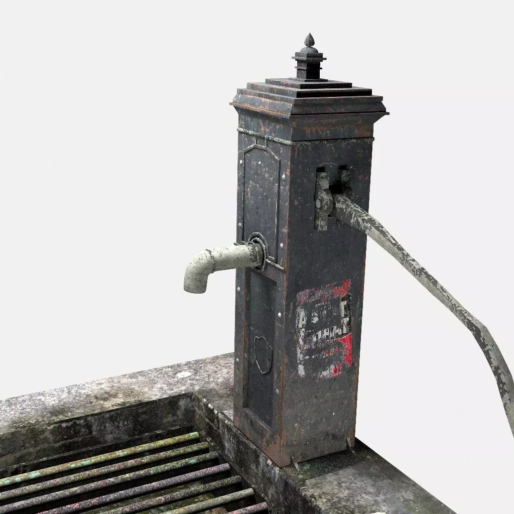 Victorian Hand Water Pump Worn model 3D model_0