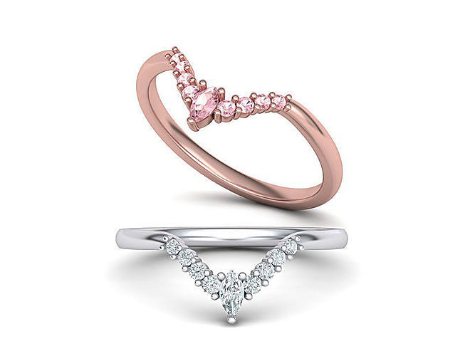 Chevron match band ring 3d model  3D print model
