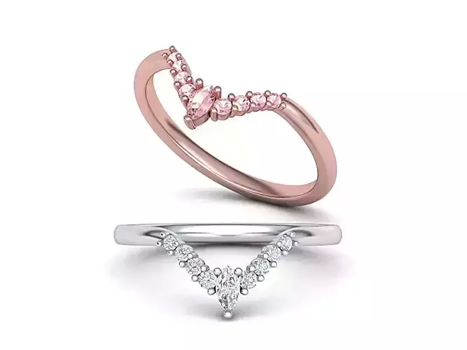 Chevron match band ring 3d model  3D print model