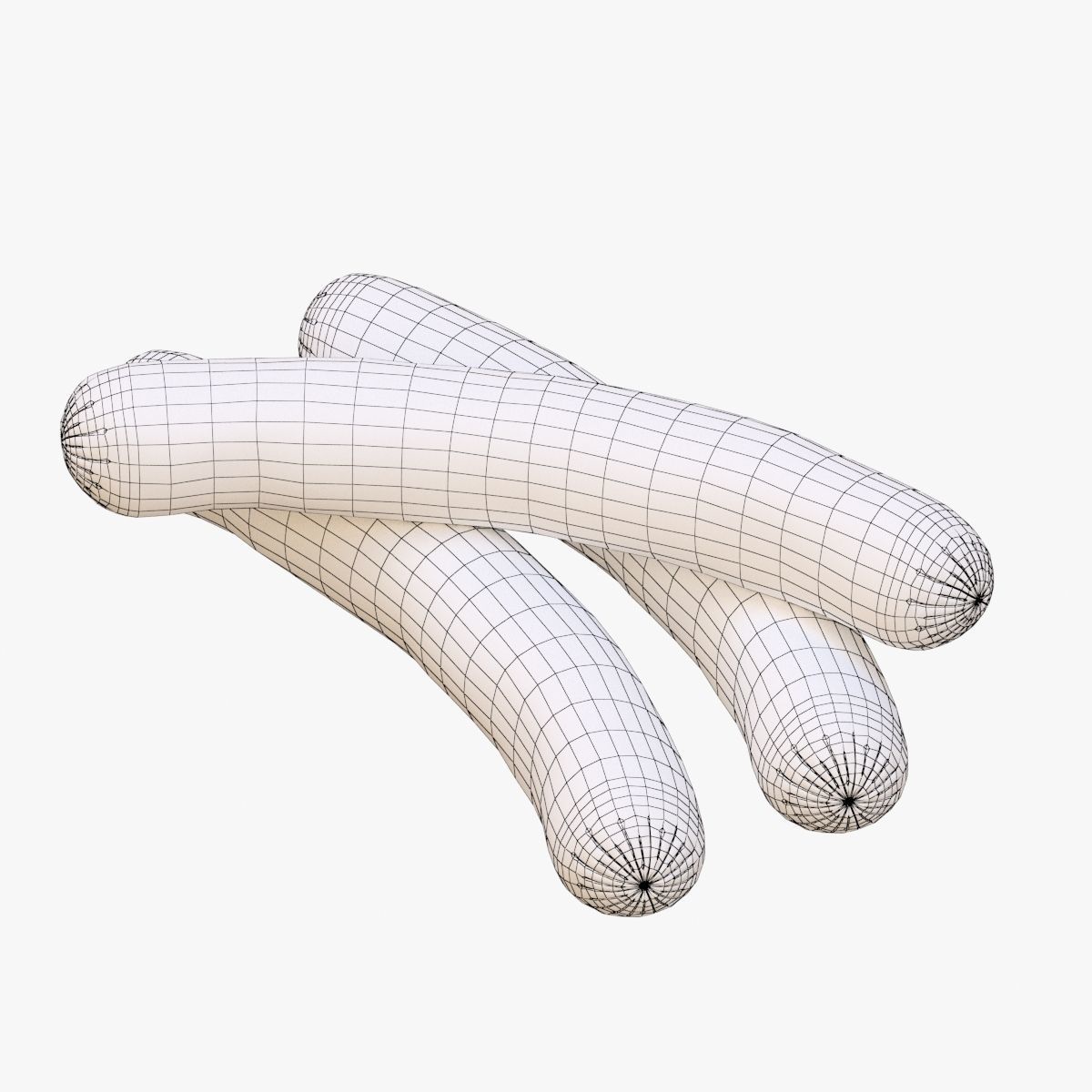 Sausage three orange hot dogs 3D model_7