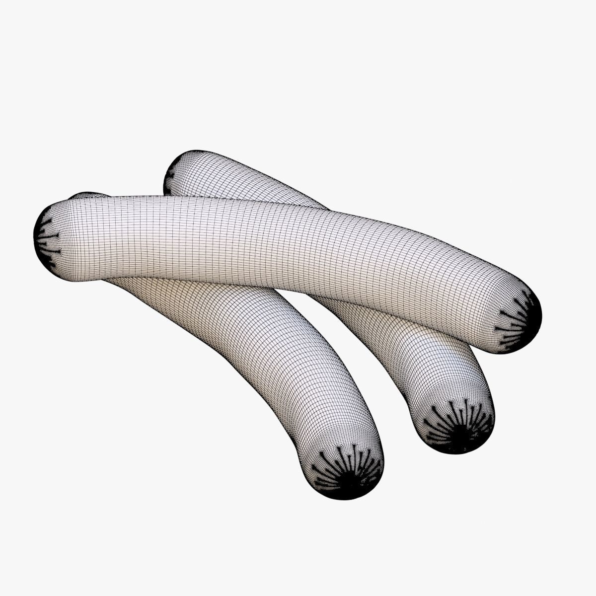 Sausage three orange hot dogs 3D model_9