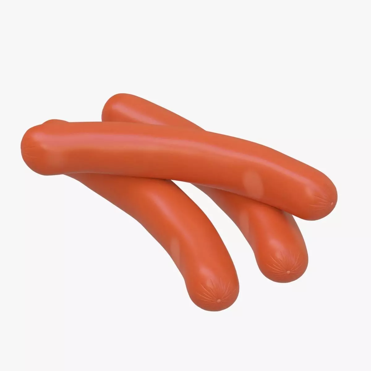 Sausage three orange hot dogs 3D model_0