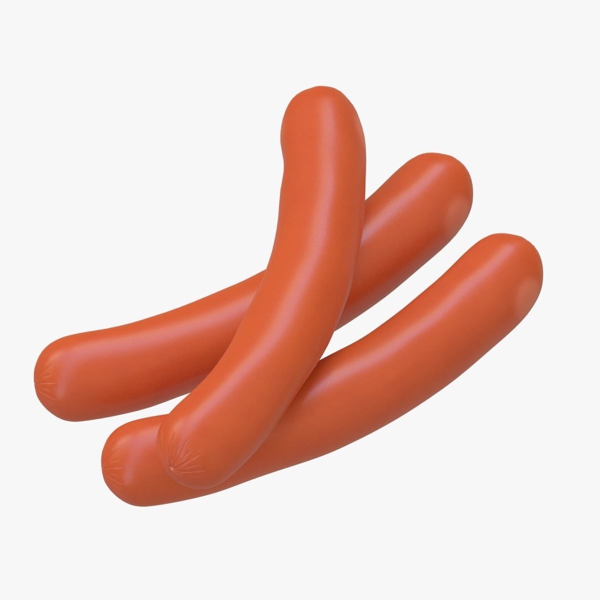 Sausage three orange hot dogs 3D model_3