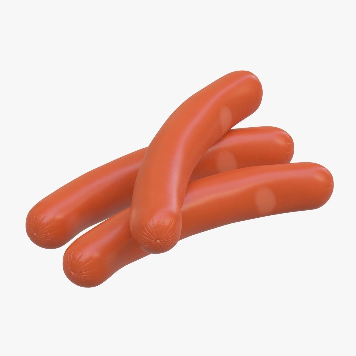 Sausage three orange hot dogs 3D model_1