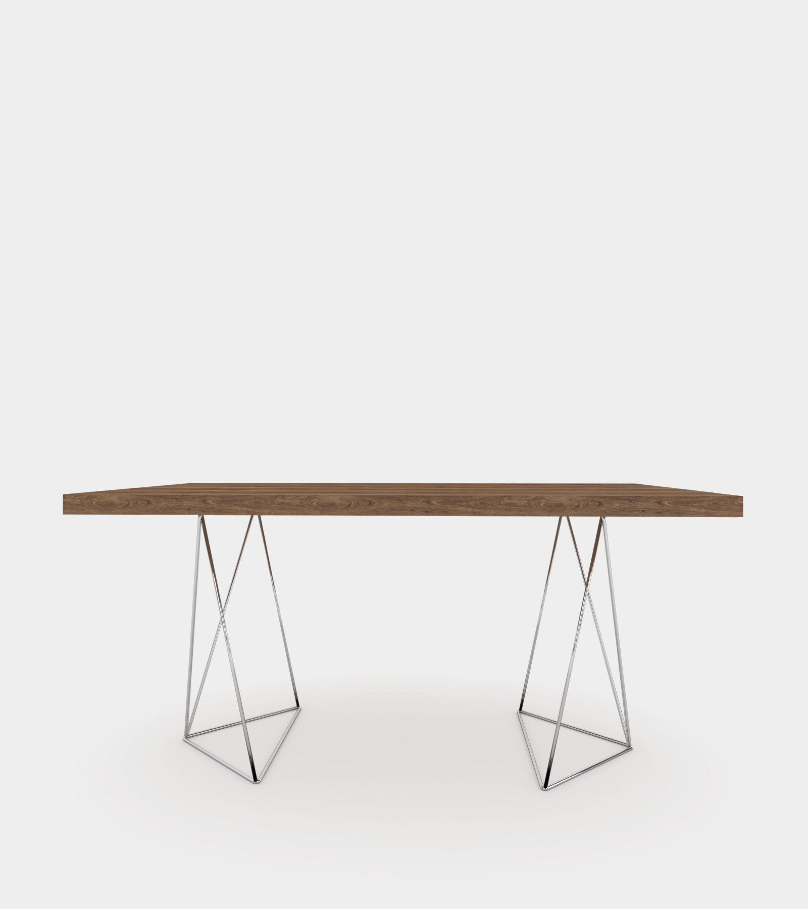 Walnut dining table with chrome legs 3D model_1