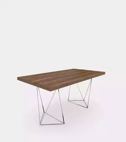 Walnut dining table with chrome legs