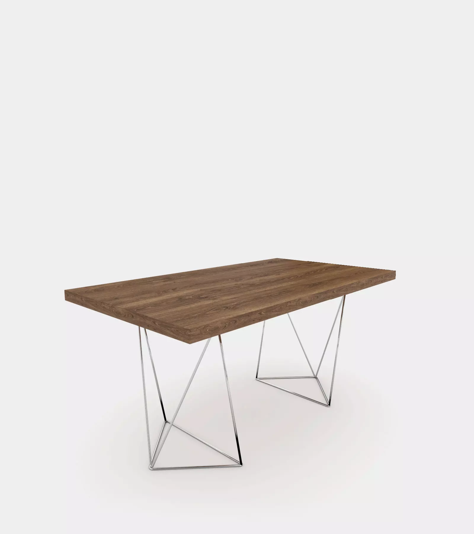 Walnut dining table with chrome legs 3D model_0