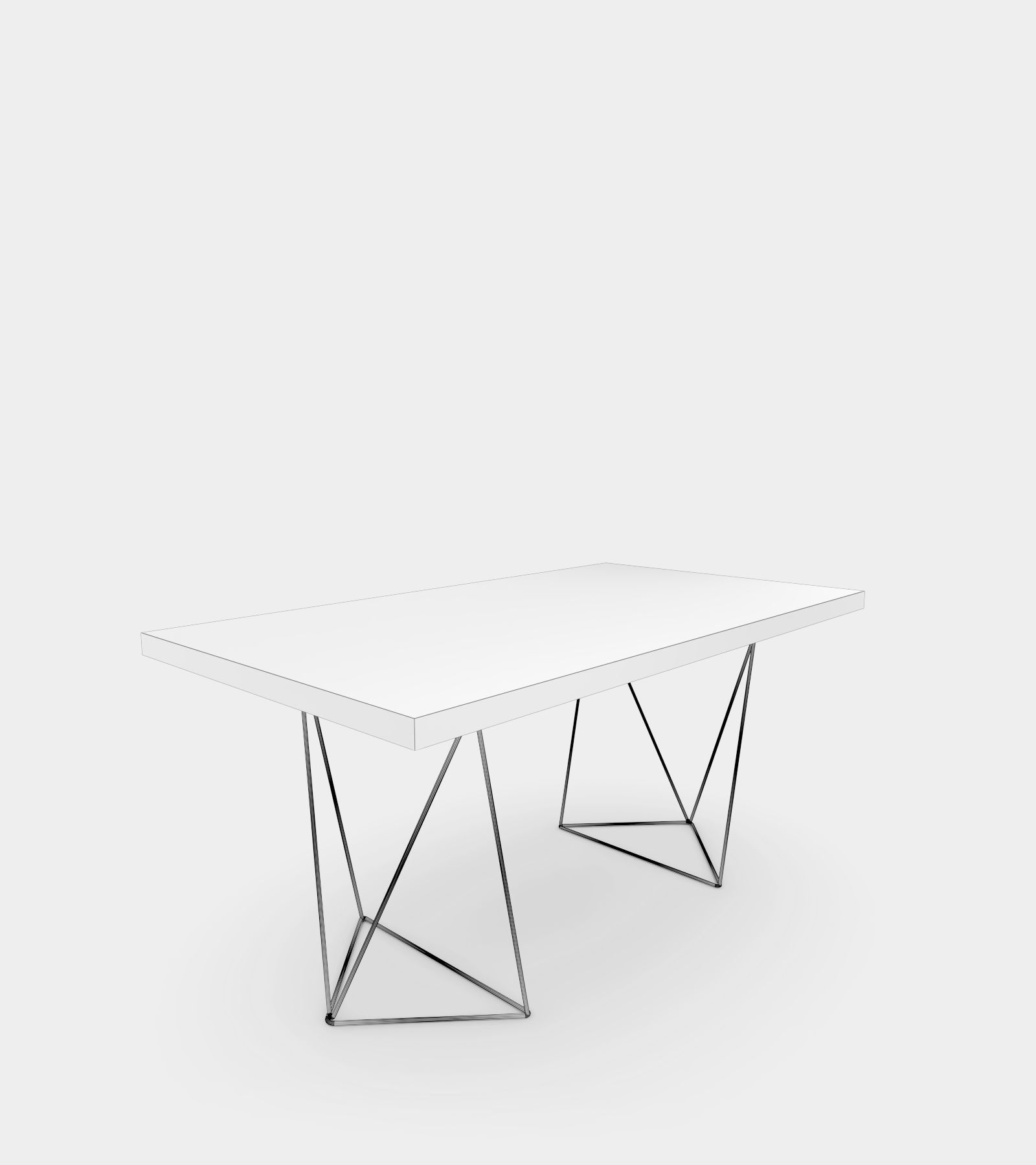 Walnut dining table with chrome legs 3D model_2