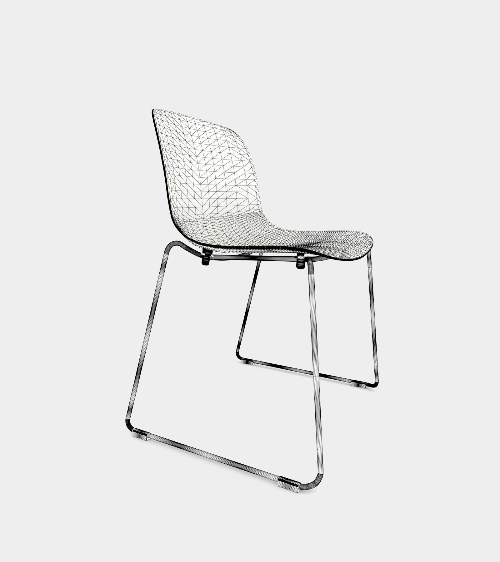 Chair with chrome frame and black seat 3D model_2