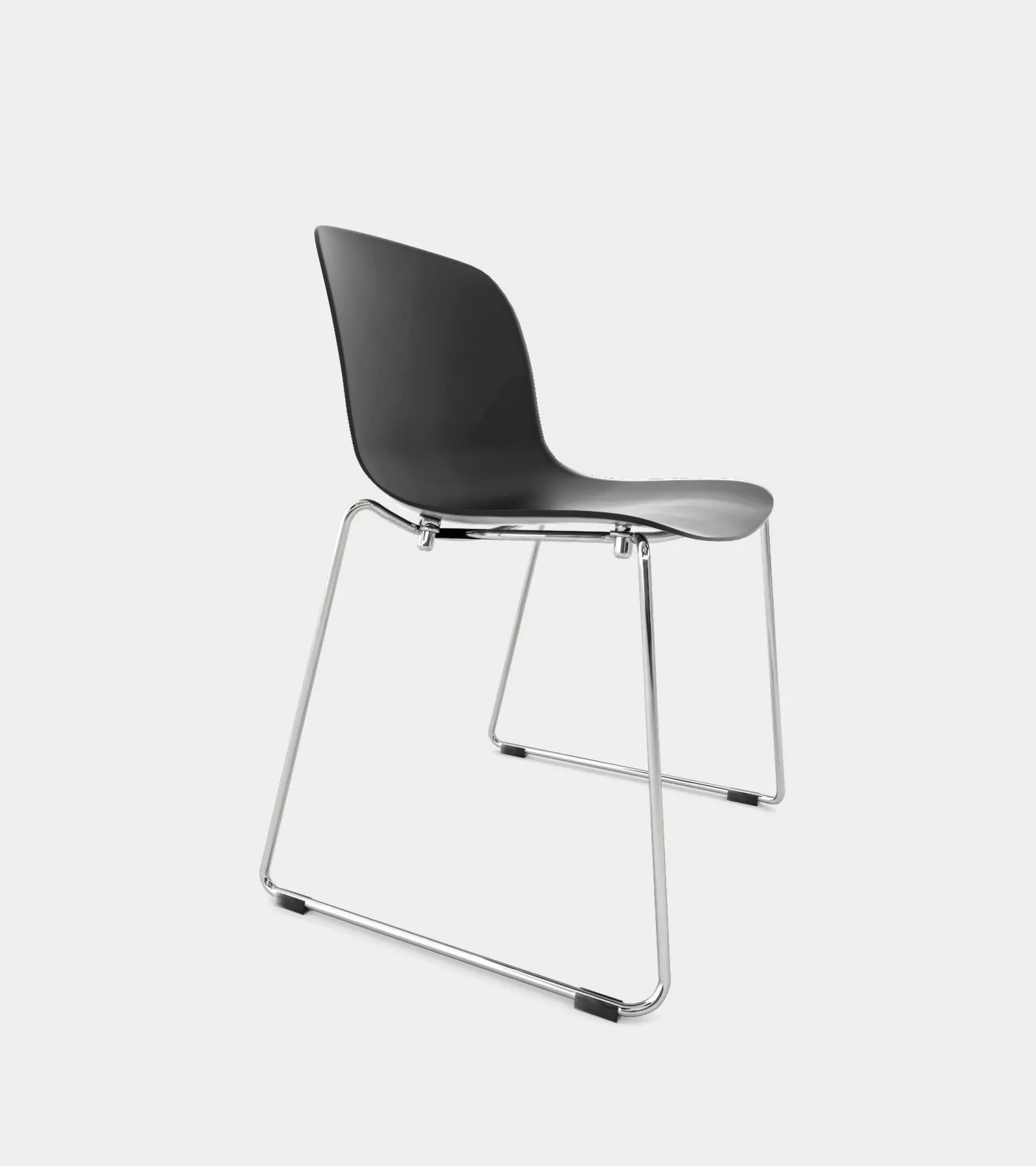 Chair with chrome frame and black seat 3D model_0