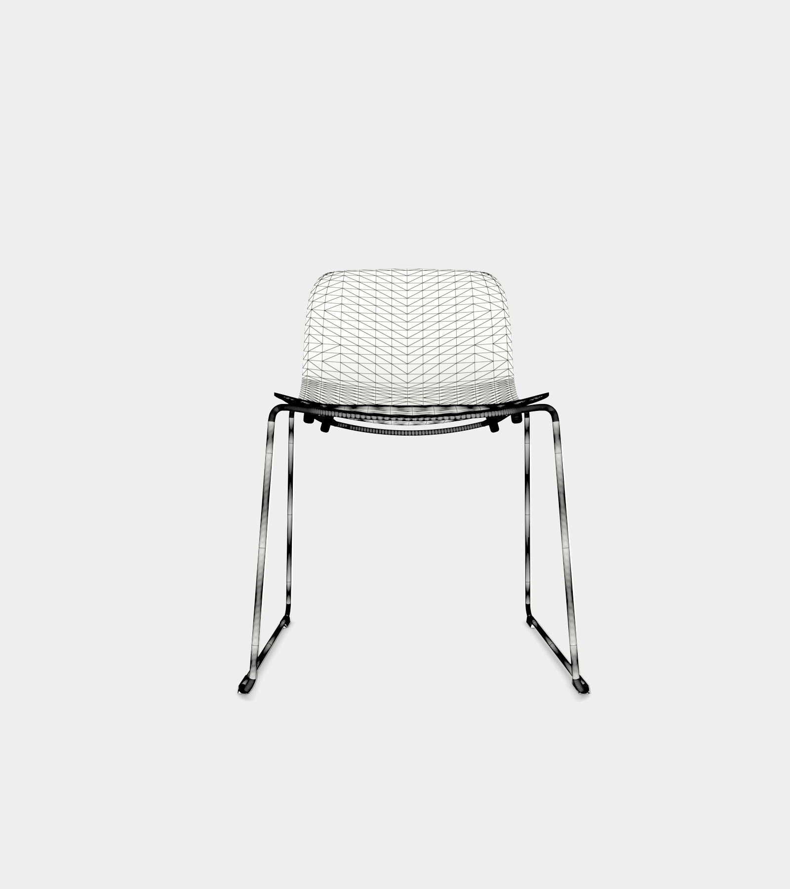Chair with chrome frame and black seat 3D model_3