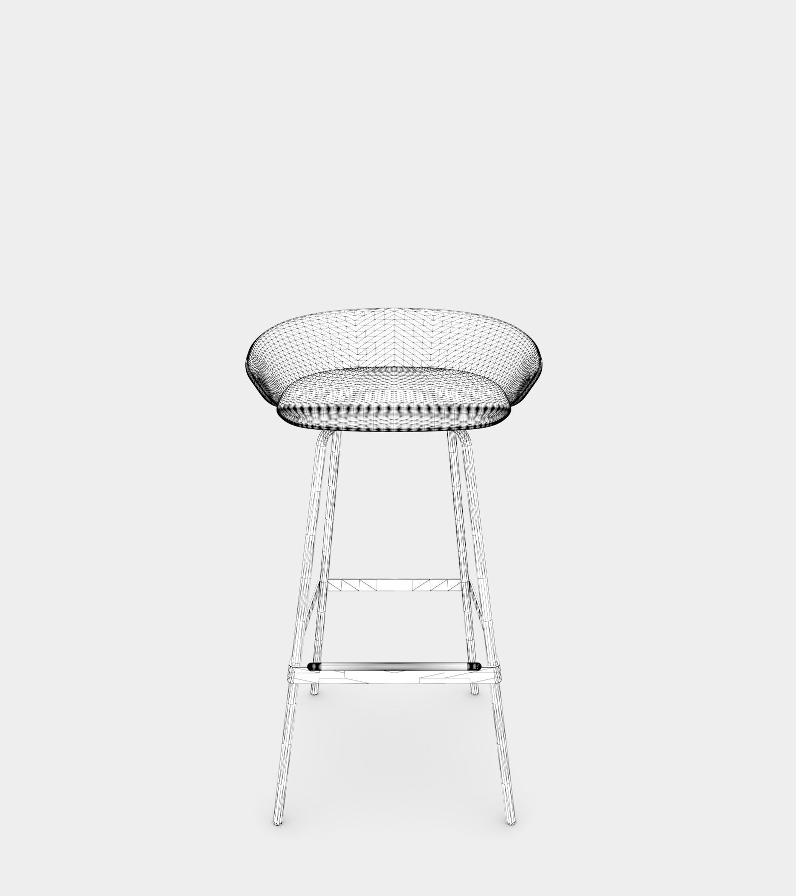 Fabric stool with armrest 3D model_2