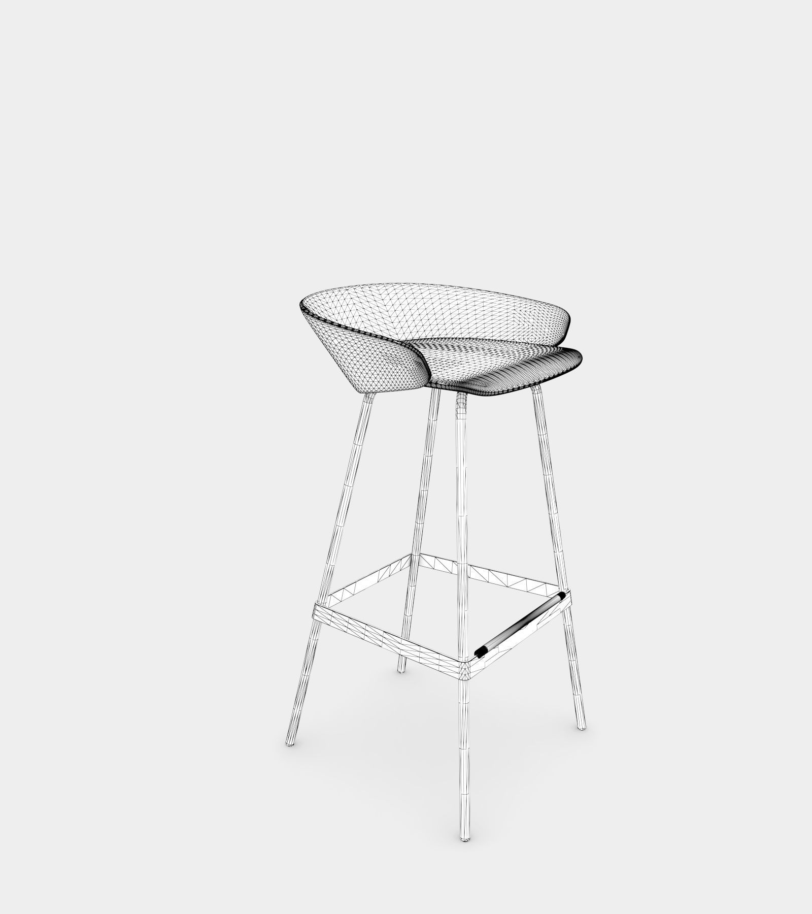 Fabric stool with armrest 3D model_3