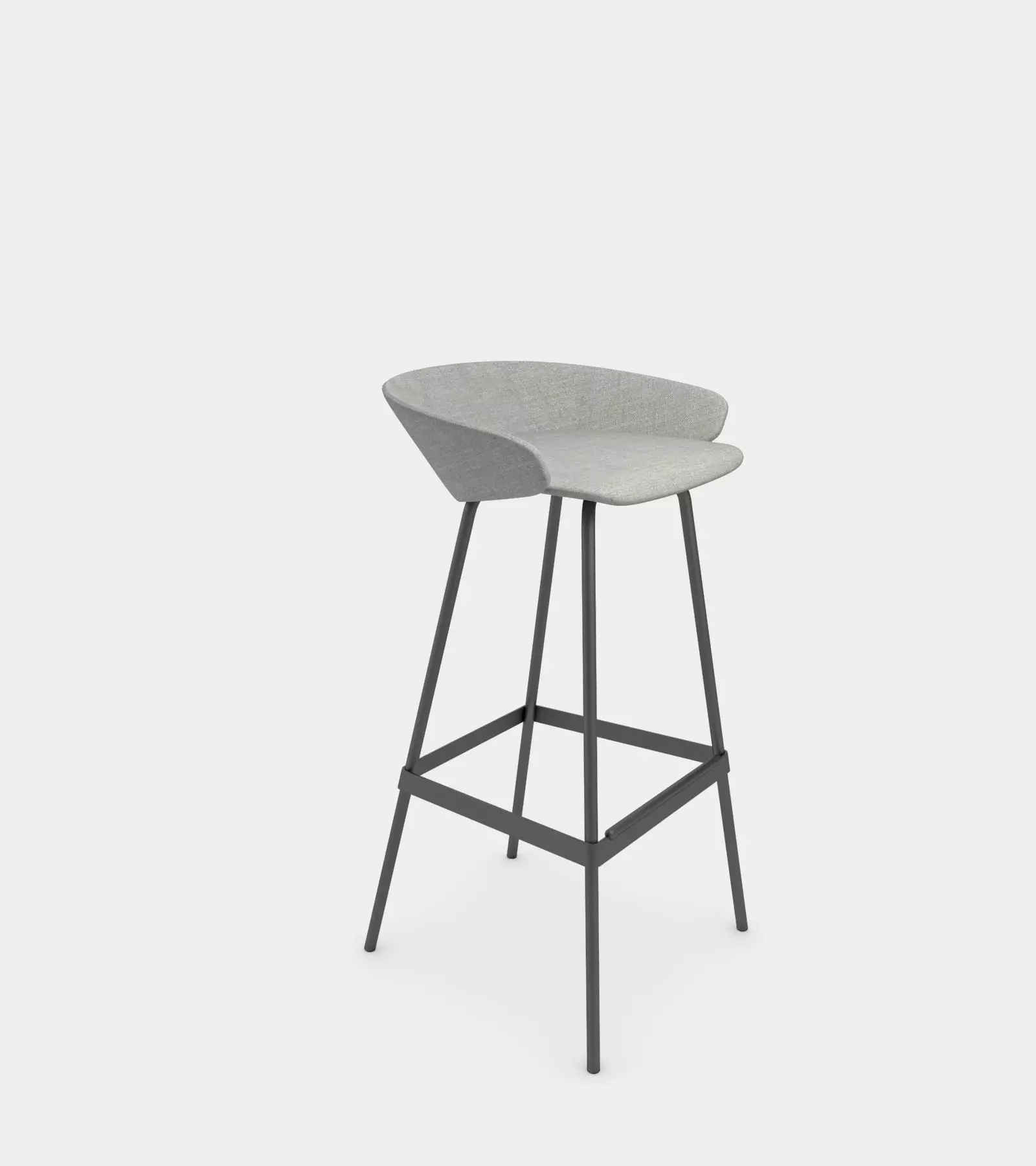 Fabric stool with armrest 3D model_0