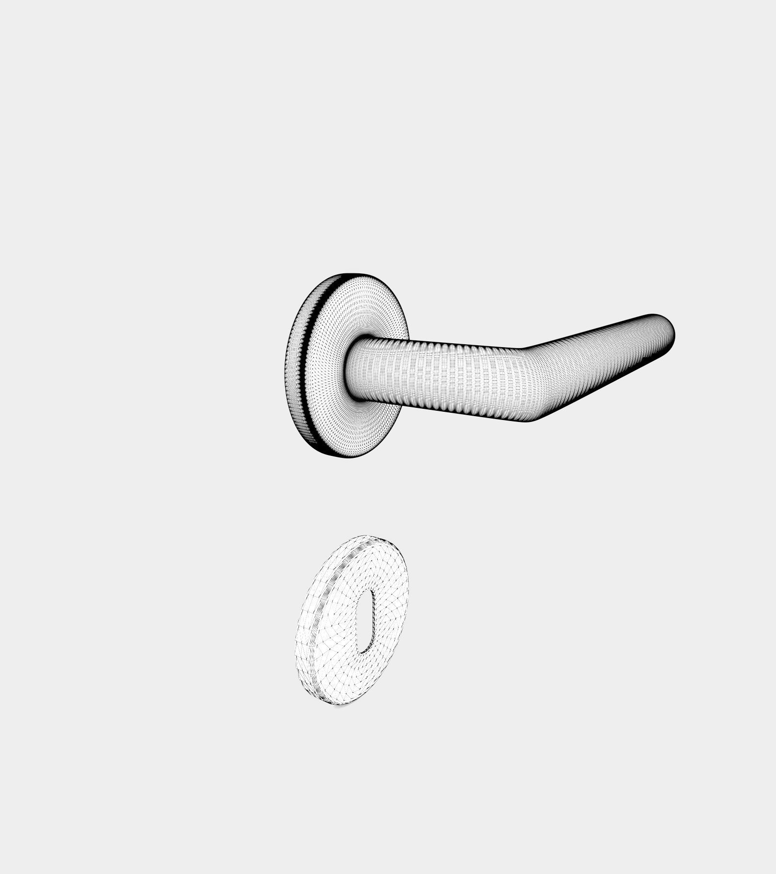 Round door handle 3D model_2