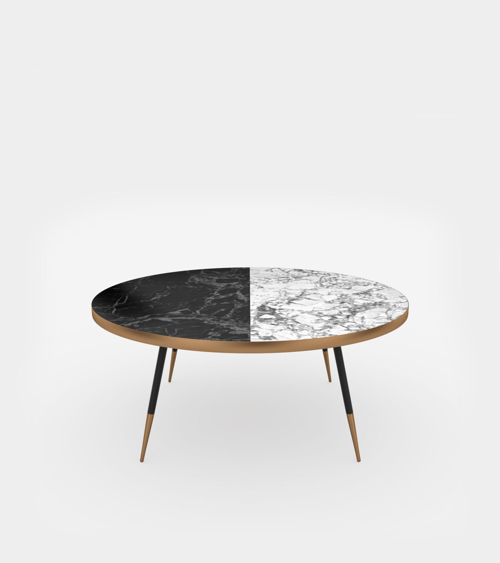 Round coffee table with marble top 3D model_1