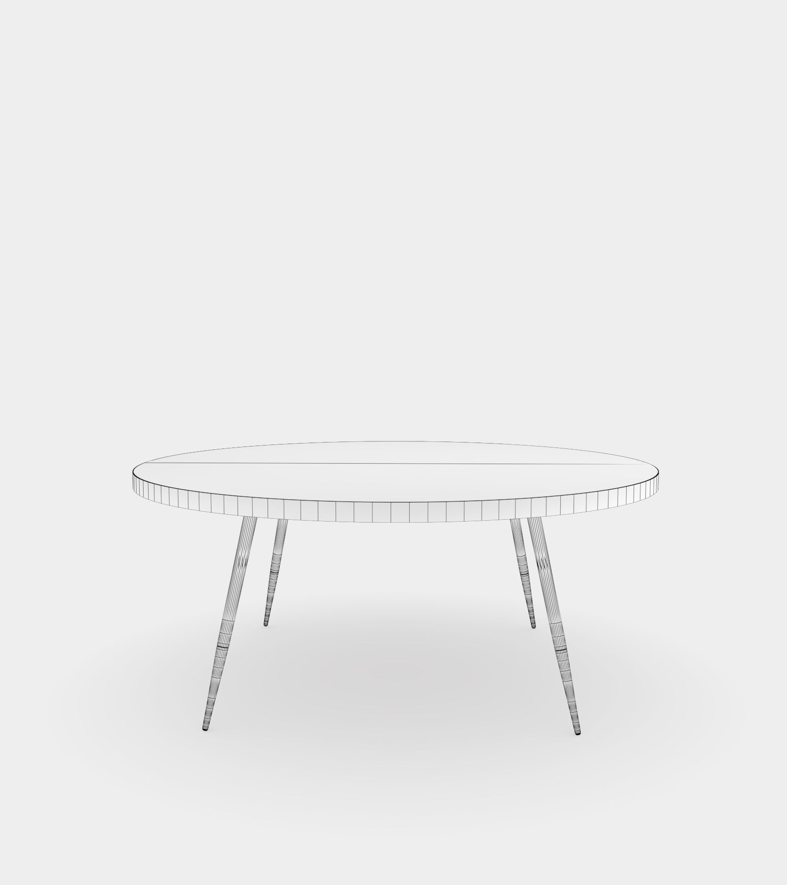 Round coffee table with marble top 3D model_3