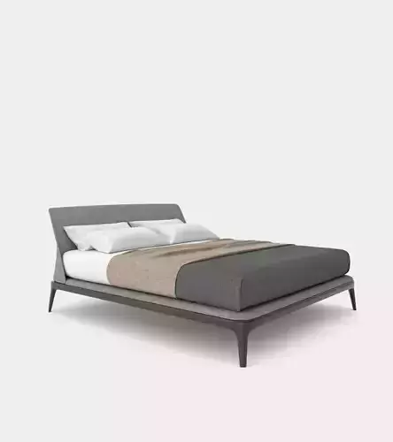 Modern double bed with bedhead 3D model