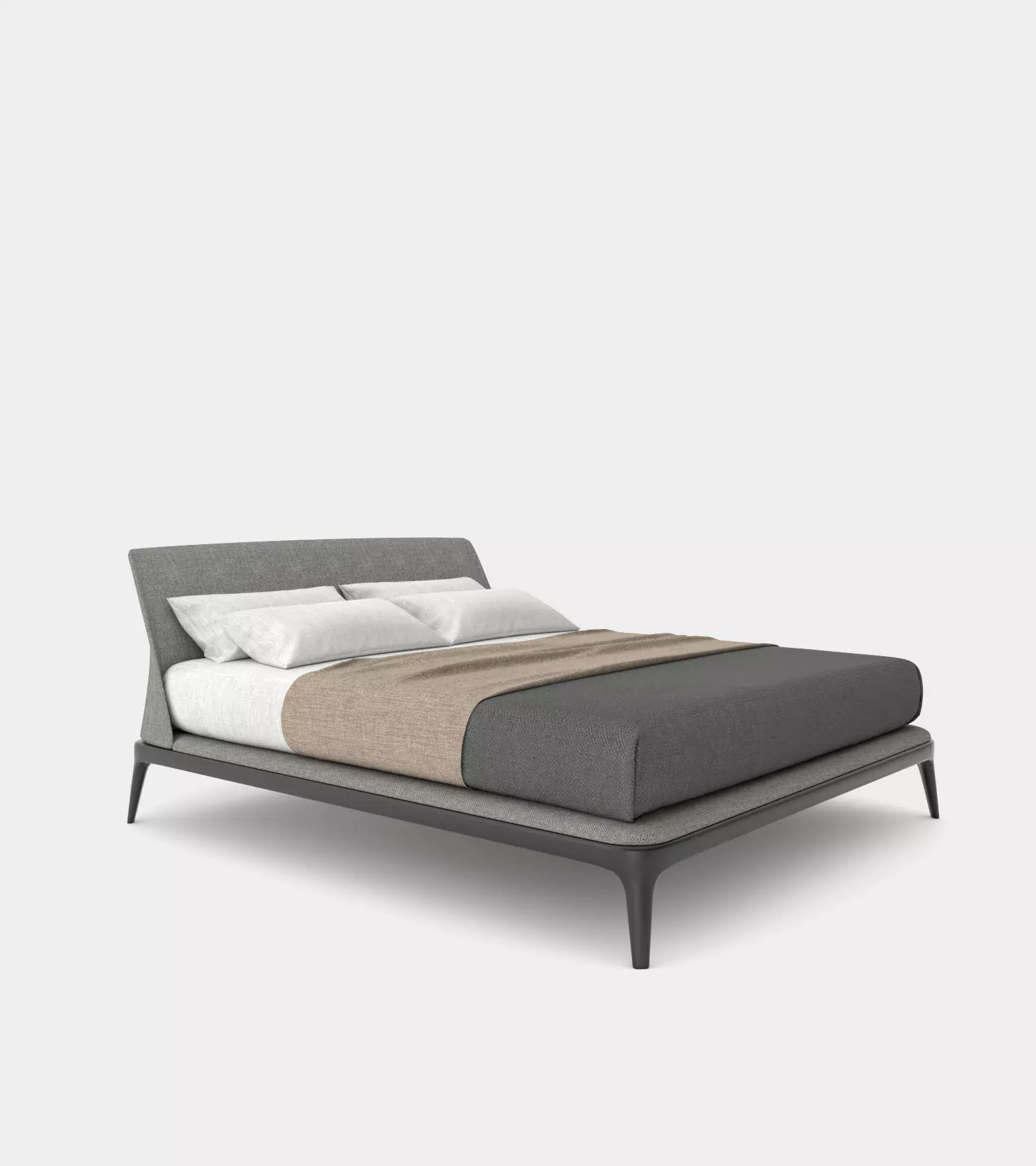 Modern double bed with bedhead 3D model_0