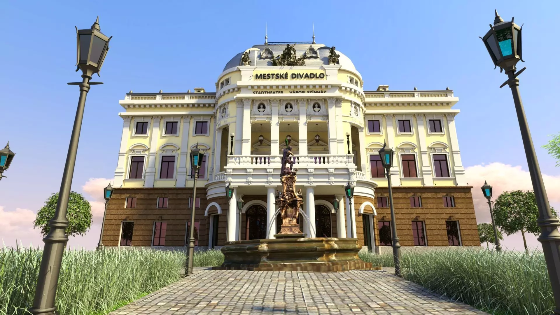 Opera house full scene - Bratislava Slovakia 3D model